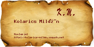 Kolarics Milán névjegykártya